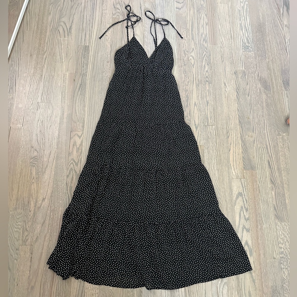 Abercrombie and Fitch black and polka dot maxi dress